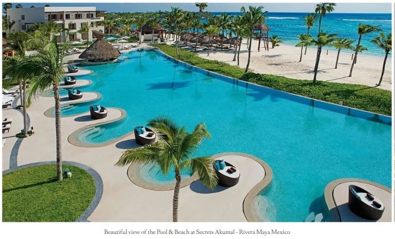 Secrets Akumal resort — stunning pool and beach, Riviera Maya Mexico